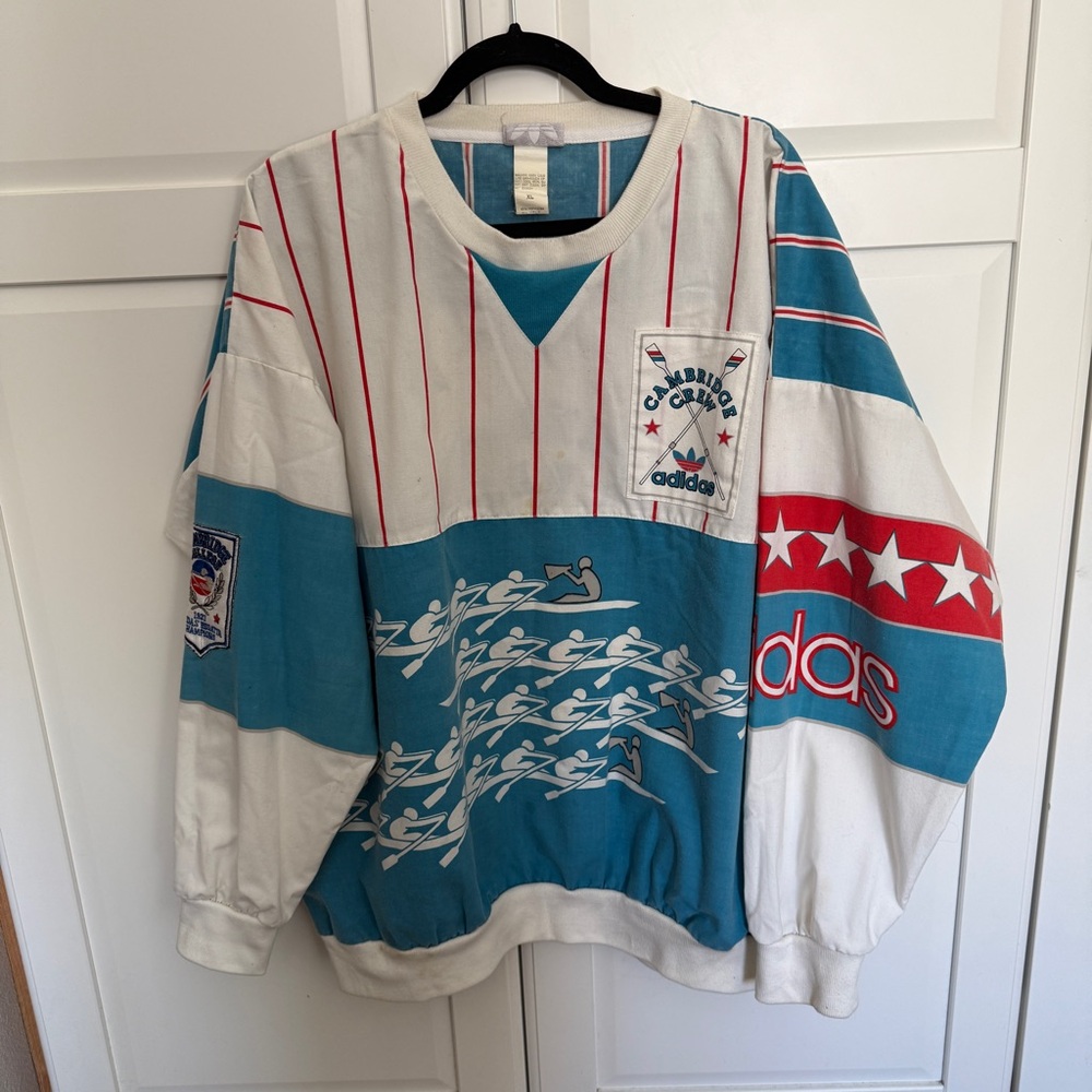 Rare 1980s Vintage Adidas Cambridge Crew Pullover